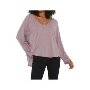 NEW PROJECT SOCIAL T dream thermal cozy v-neck top in dusty lavender
